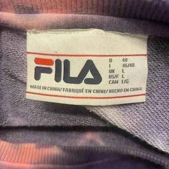 Fila Ashley Tie Dyed Crewneck Sweatshirt in purple pink & white womens size LG - Picture 6 of 8